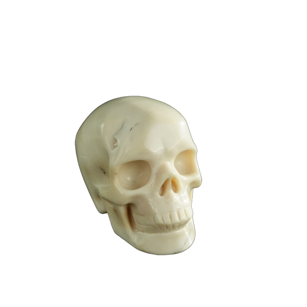 3.0" Ivory Jade Crystal Skull Carving - Hand Carved Decor - alternate view