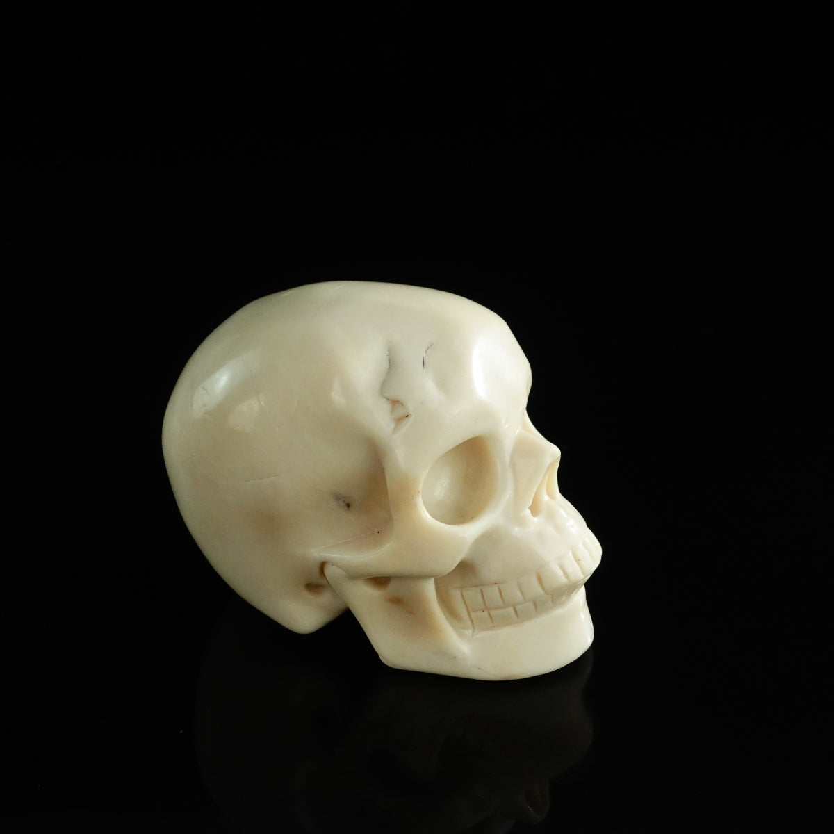 3.0" Ivory Jade Crystal Skull Carving - Unique Piece #IJ17