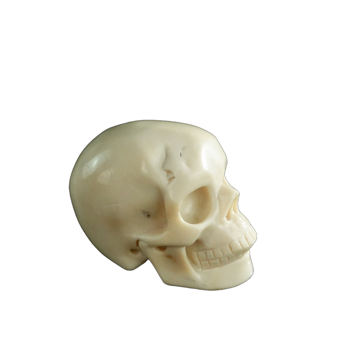 3.0" Ivory Jade Crystal Skull Carving - Hand Carved Decor