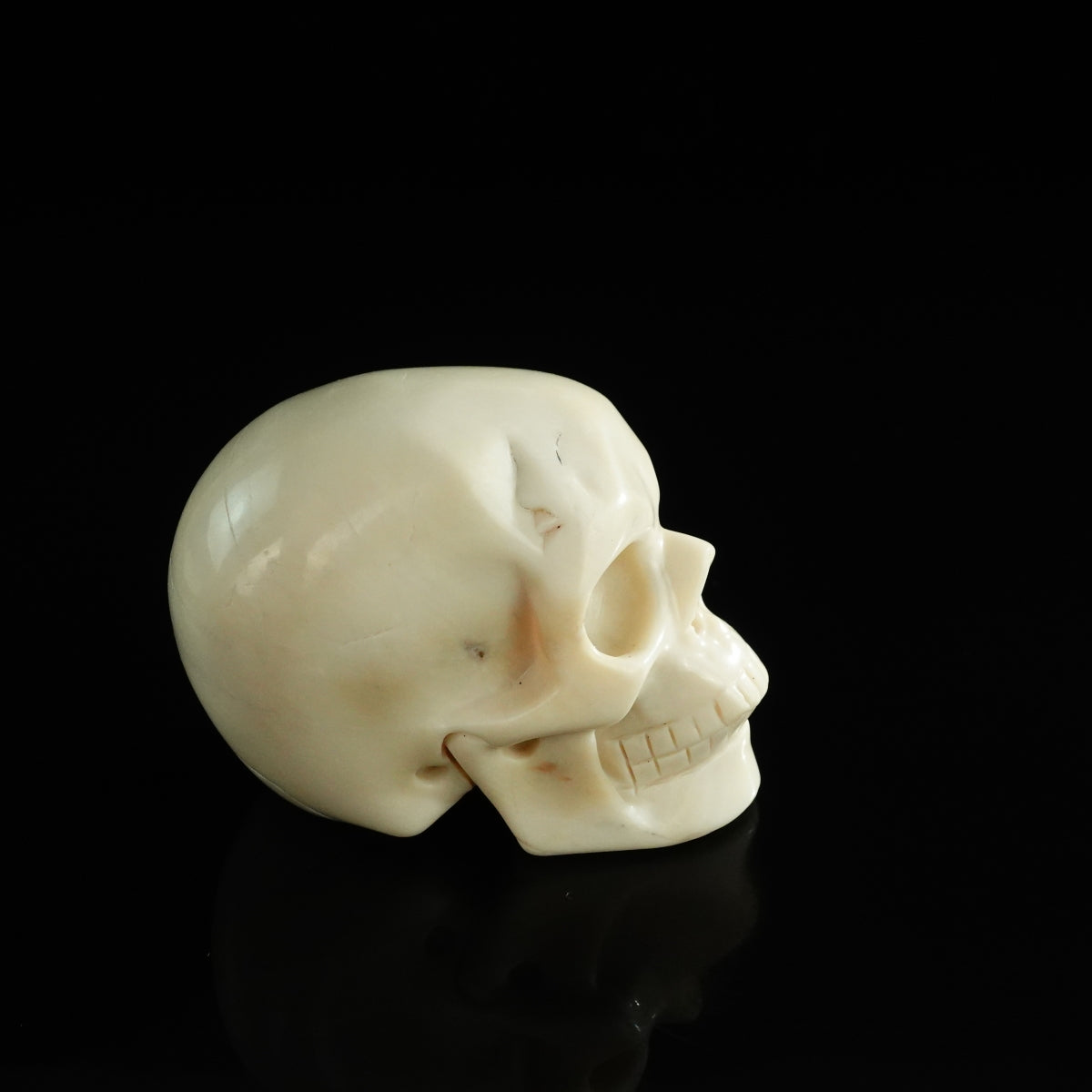 3.0" Ivory Jade Crystal Skull Carving - Unique Piece #IJ17