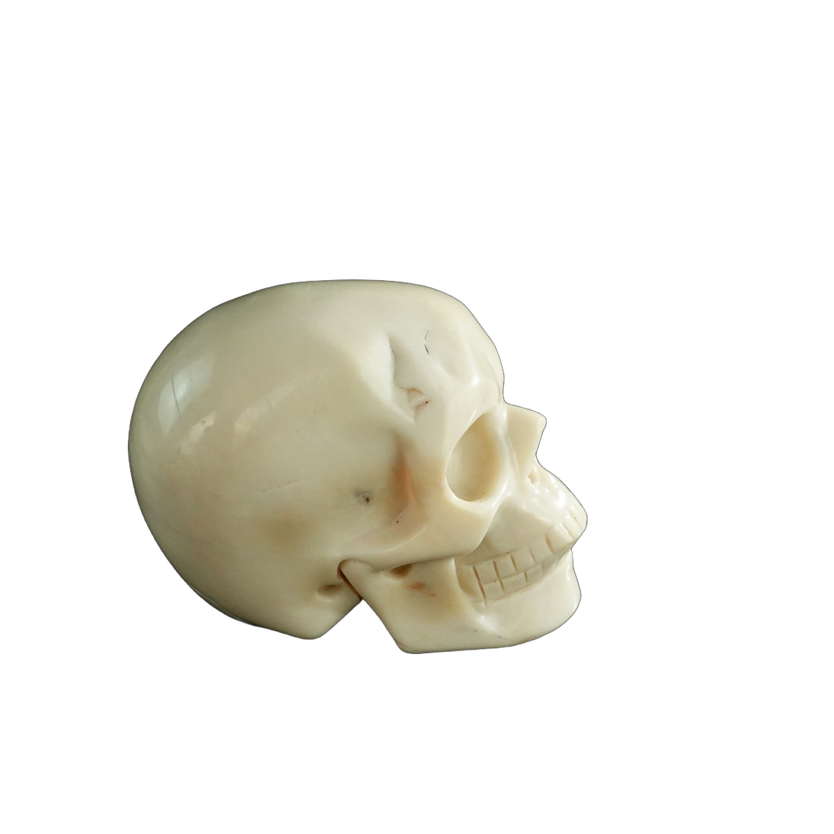 3.0" Ivory Jade Crystal Skull Carving - Hand Carved Decor