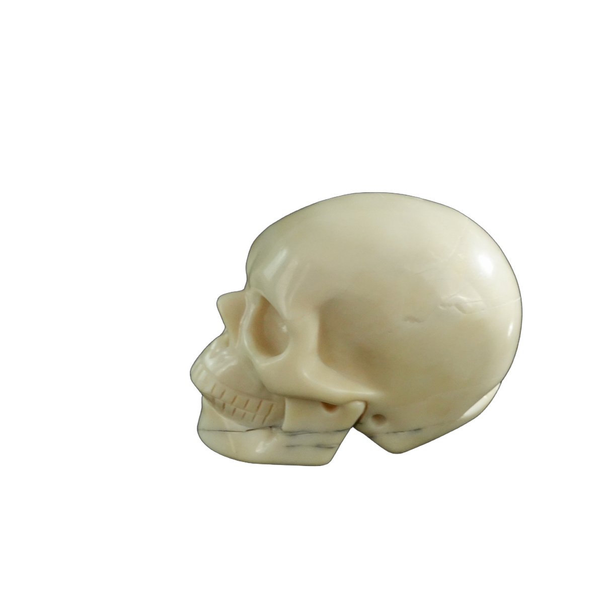 3.0" Ivory Jade Crystal Skull Carving - Hand Carved Decor