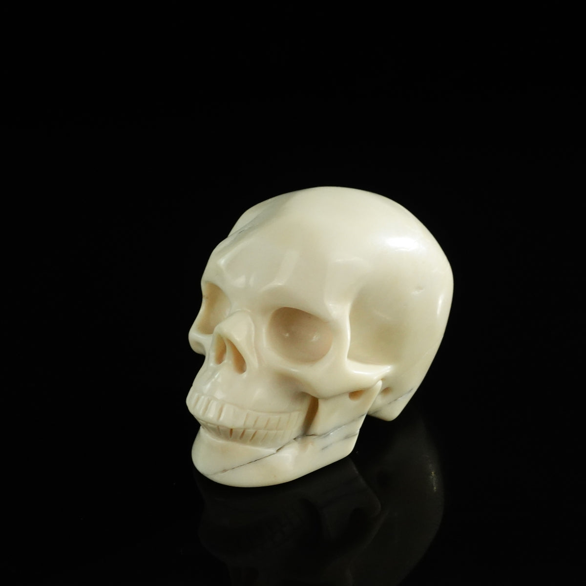 3.0" Ivory Jade Crystal Skull Carving - Unique Piece #IJ17