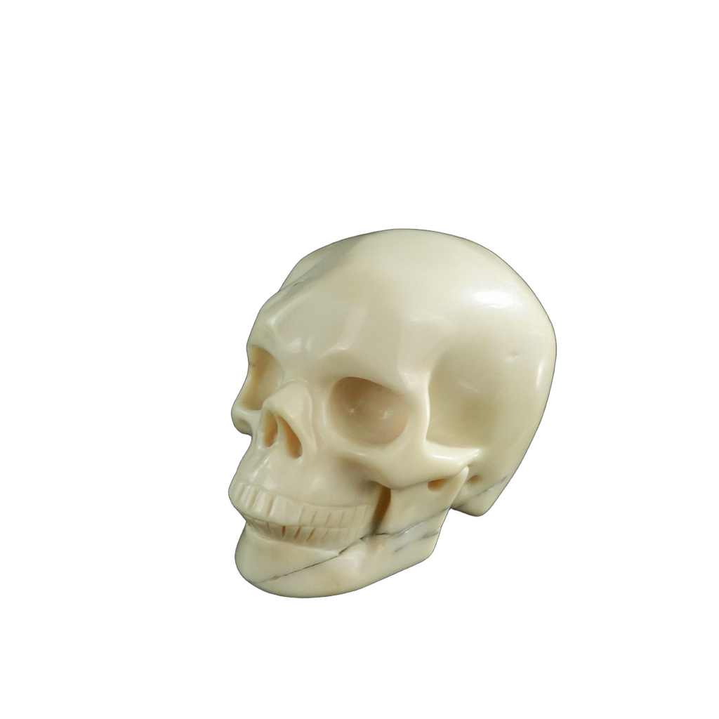 3.0" Ivory Jade Crystal Skull Carving - Hand Carved Decor