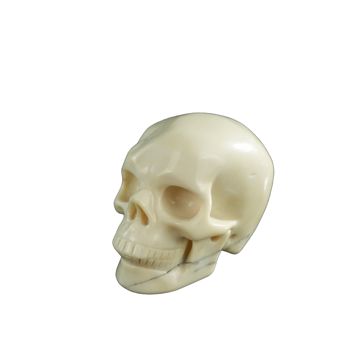 3.0" Ivory Jade Crystal Skull Carving - Hand Carved Decor