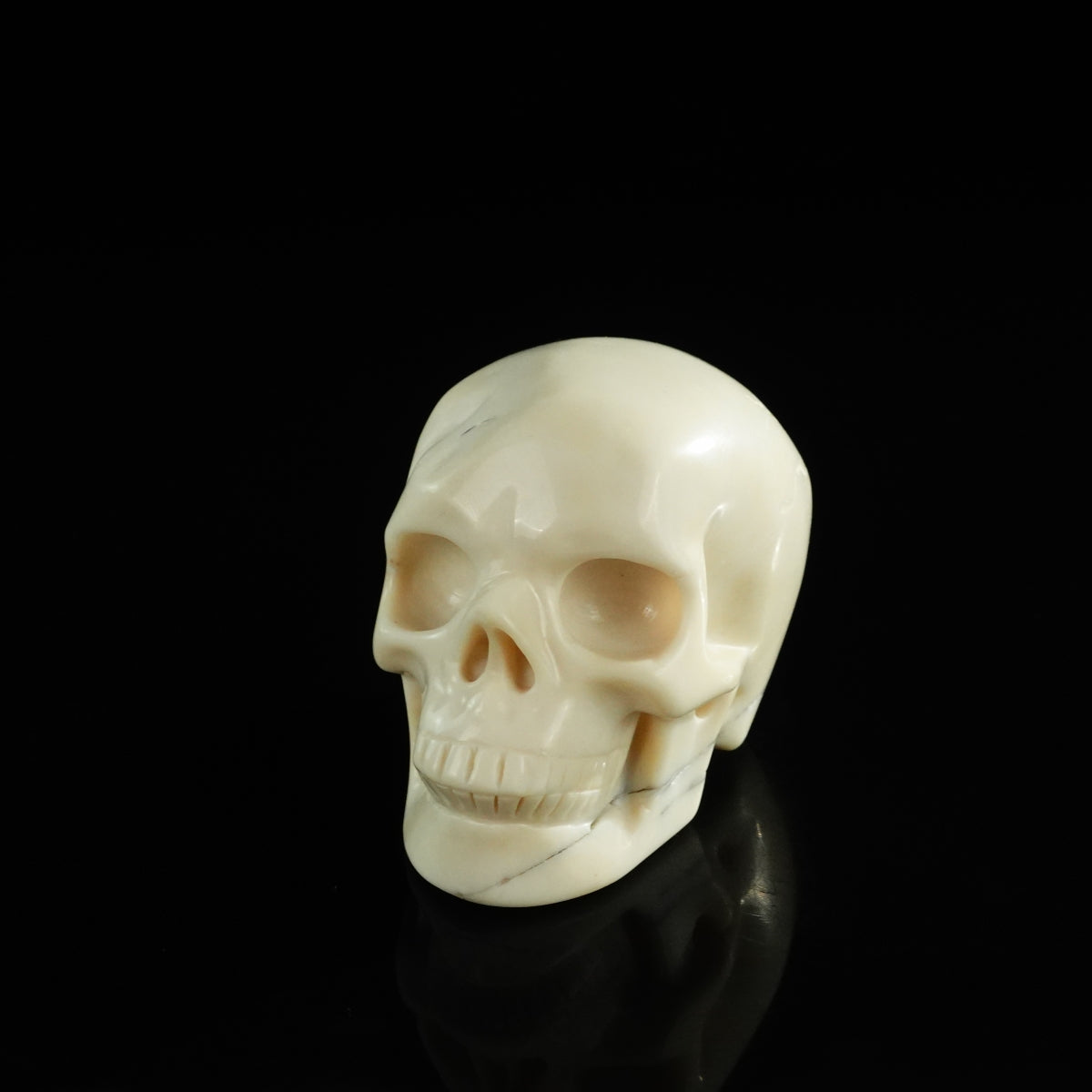 3.0" Ivory Jade Crystal Skull Carving - Unique Piece #IJ17