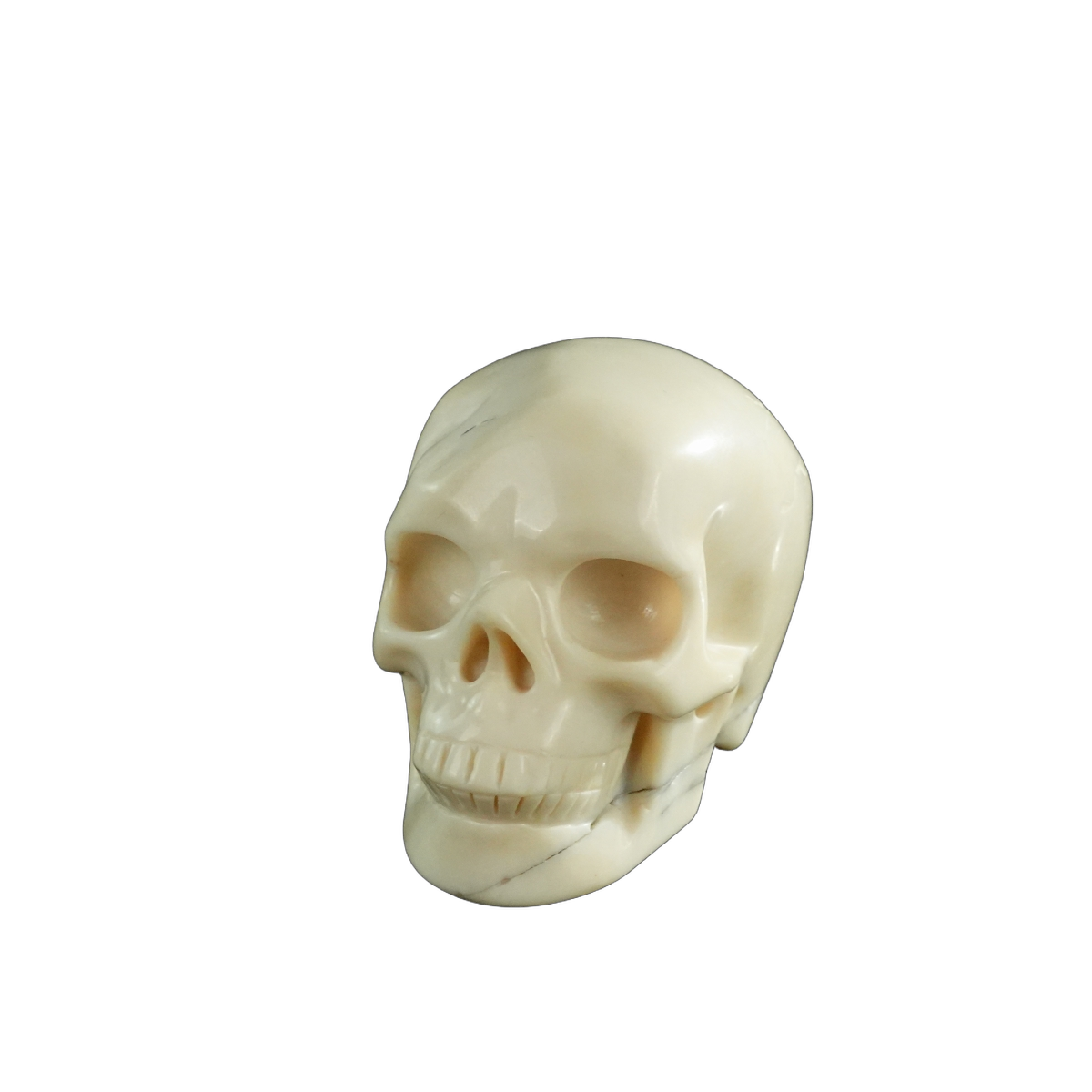 3.0" Ivory Jade Crystal Skull Carving - Hand Carved Decor