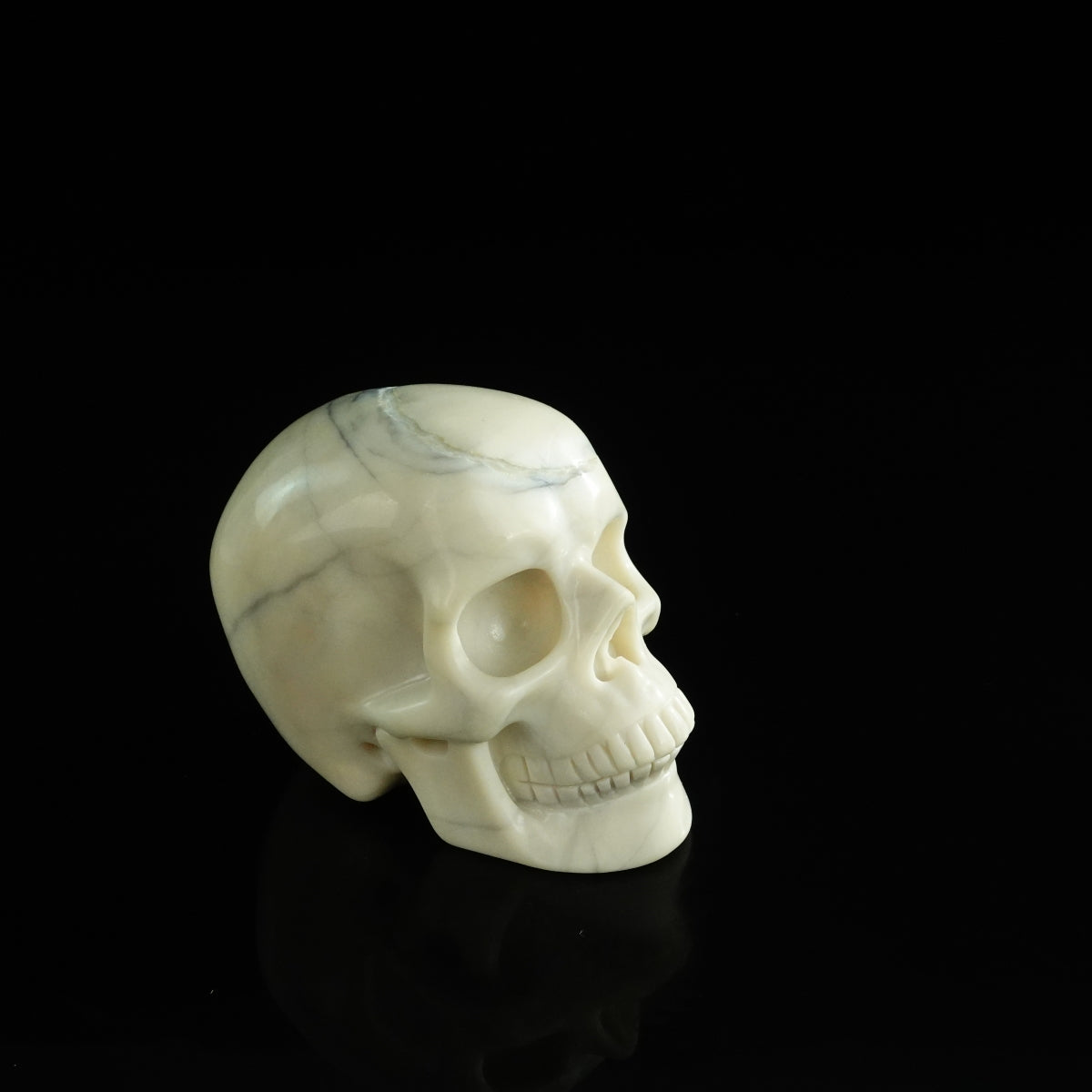 3.0" Ivory Jade Crystal Skull Carving - Unique Piece #IJ19