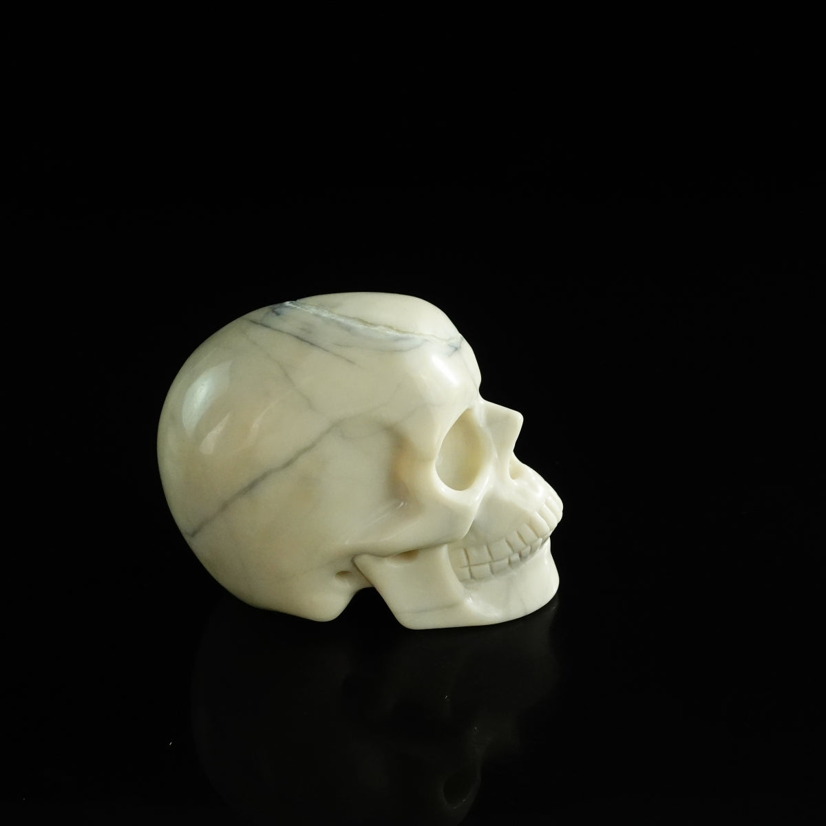 3.0" Ivory Jade Crystal Skull Carving - Unique Piece #IJ19