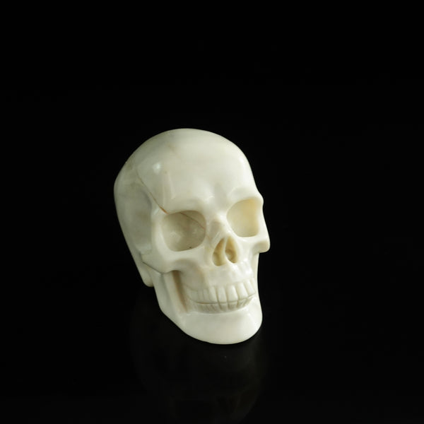 3.0" Ivory Jade Crystal Skull Carving - Unique Piece #IJ20 - alternate view