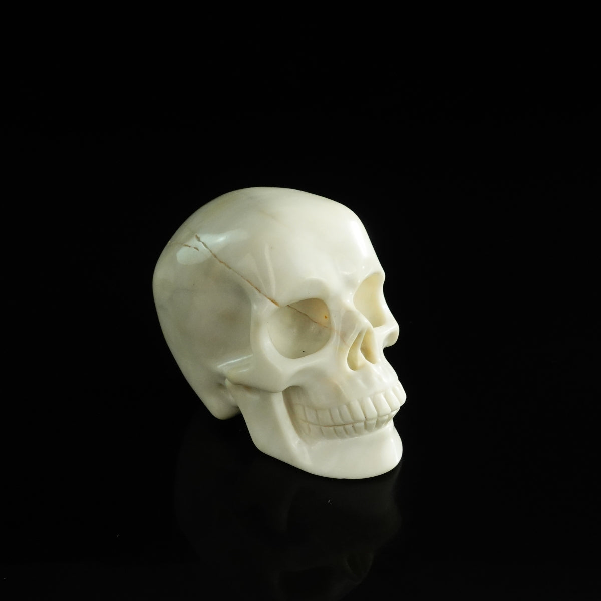 3.0" Ivory Jade Crystal Skull Carving - Unique Piece #IJ20