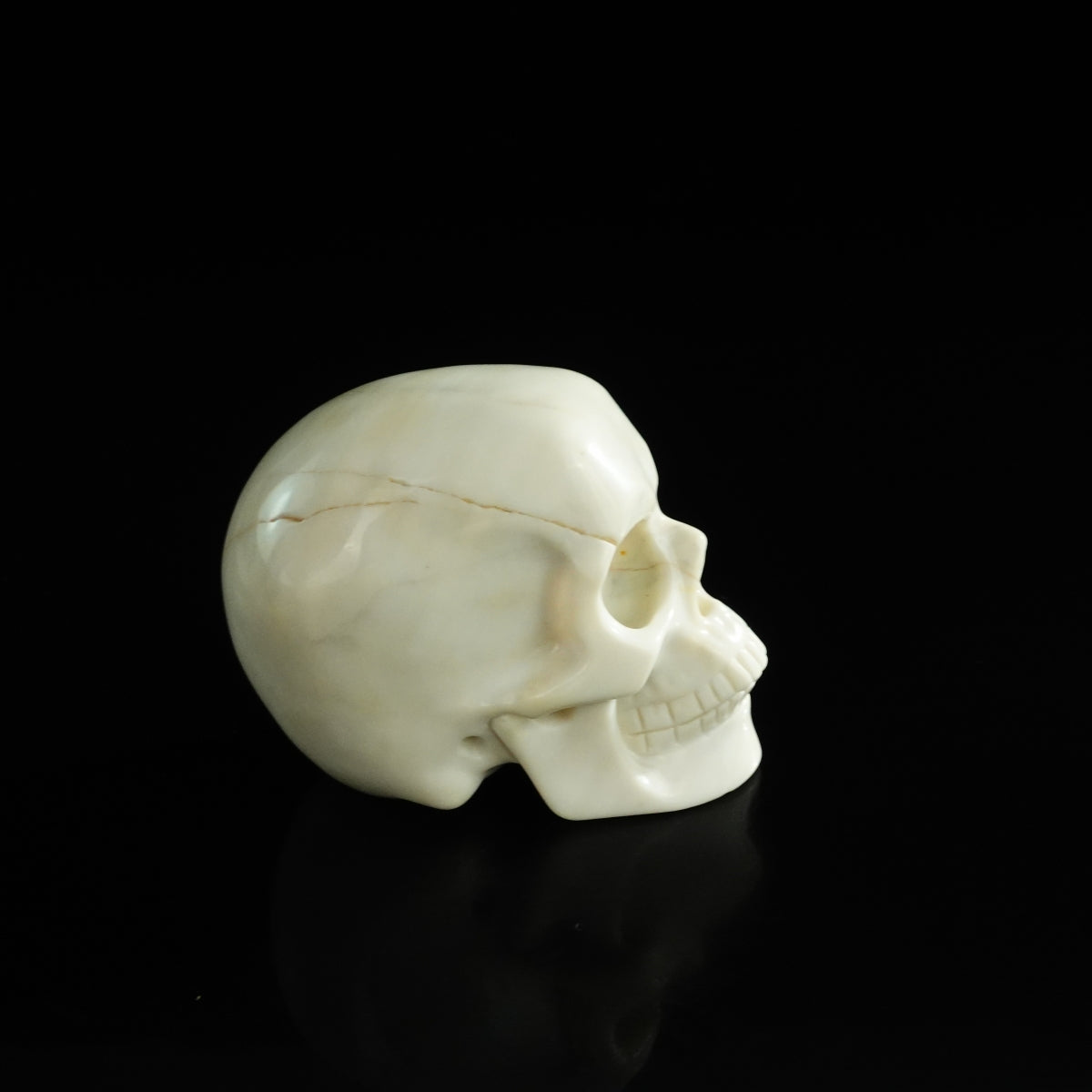 3.0" Ivory Jade Crystal Skull Carving - Unique Piece #IJ20