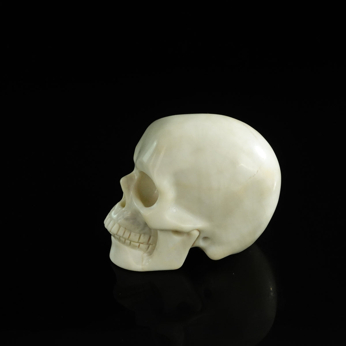 3.0" Ivory Jade Crystal Skull Carving - Unique Piece #IJ20