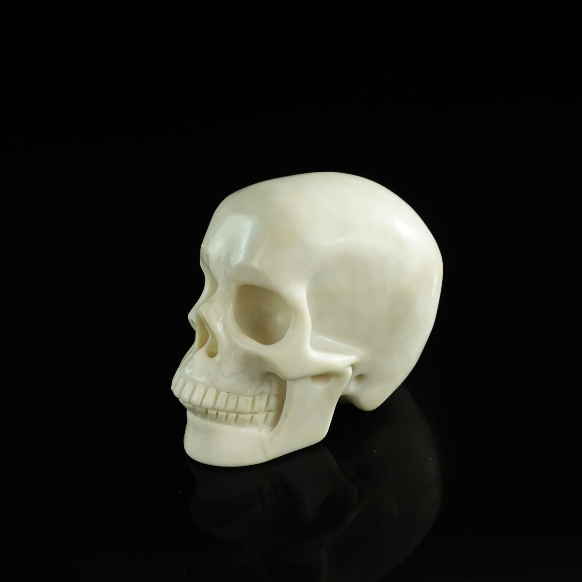 3.0" Ivory Jade Crystal Skull Carving - Unique Piece #IJ20
