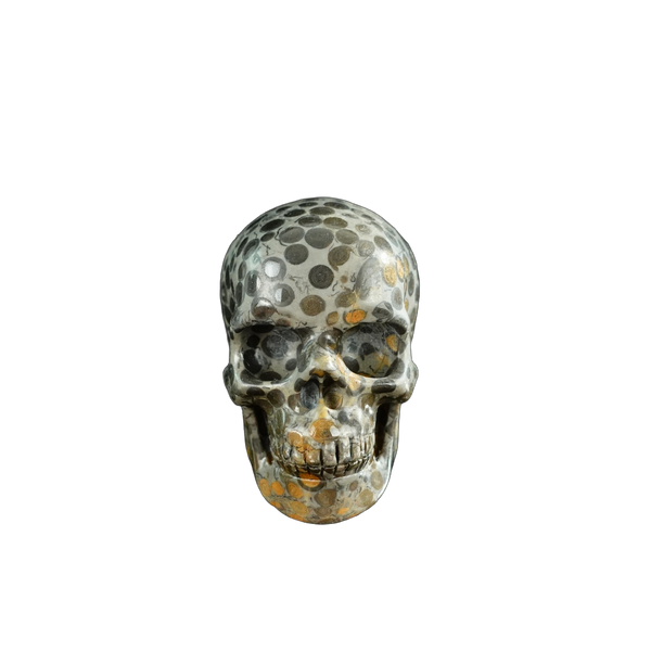 3.0" Leopard skin jasper Crystal Skull Carving - Unique Piece #LK02