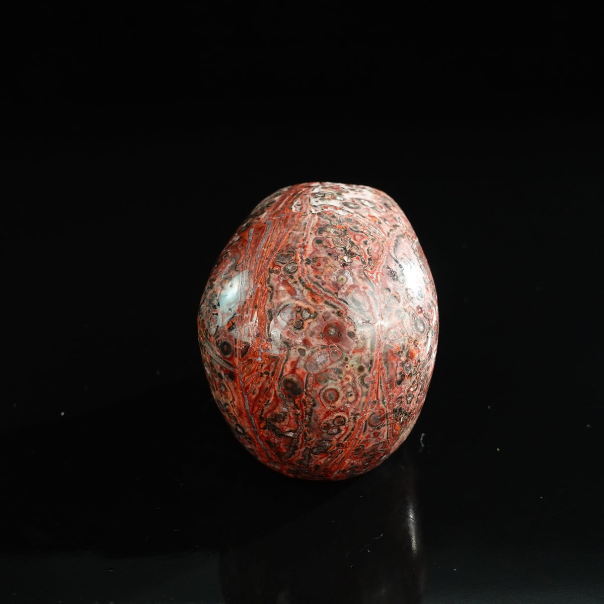 3.0" Red Leopard skin stone Crystal Skull Carving - Unique Piece #LS01