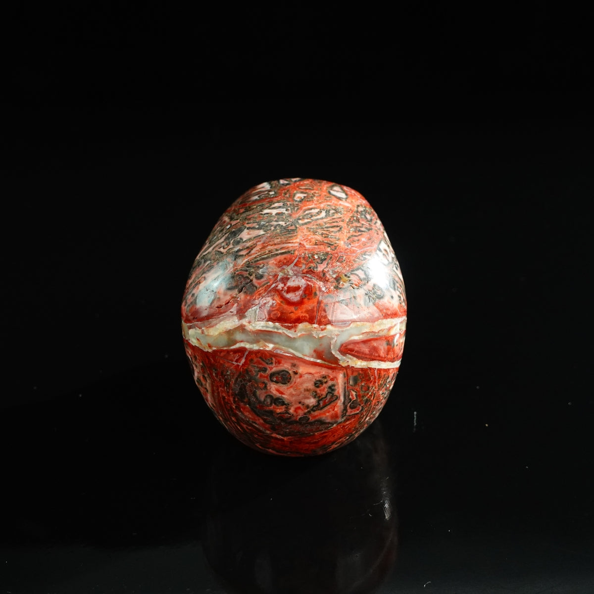 3.0" Red Leopard skin stone Crystal Skull Carving - Unique Piece #LS02