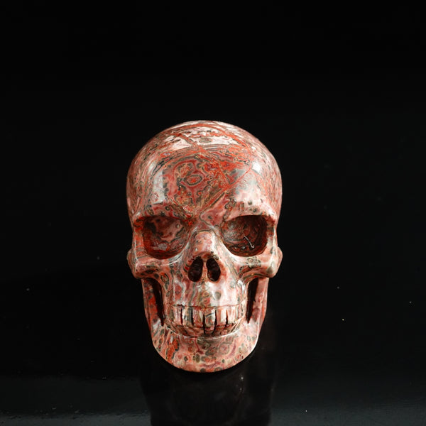 3.0" Red Leopard skin stone Crystal Skull Carving - Unique Piece #LS03