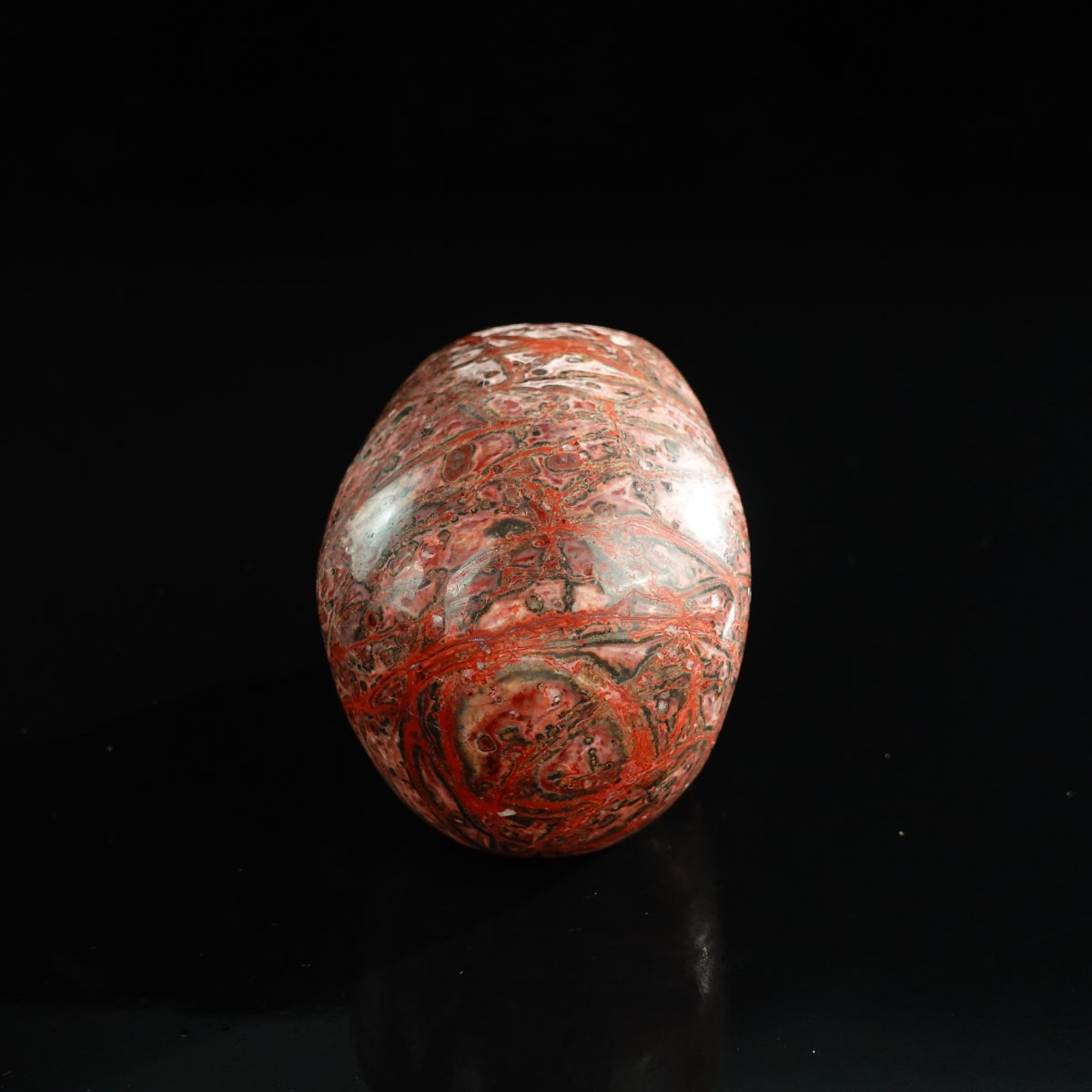3.0" Red Leopard skin stone Crystal Skull Carving - Unique Piece #LS03