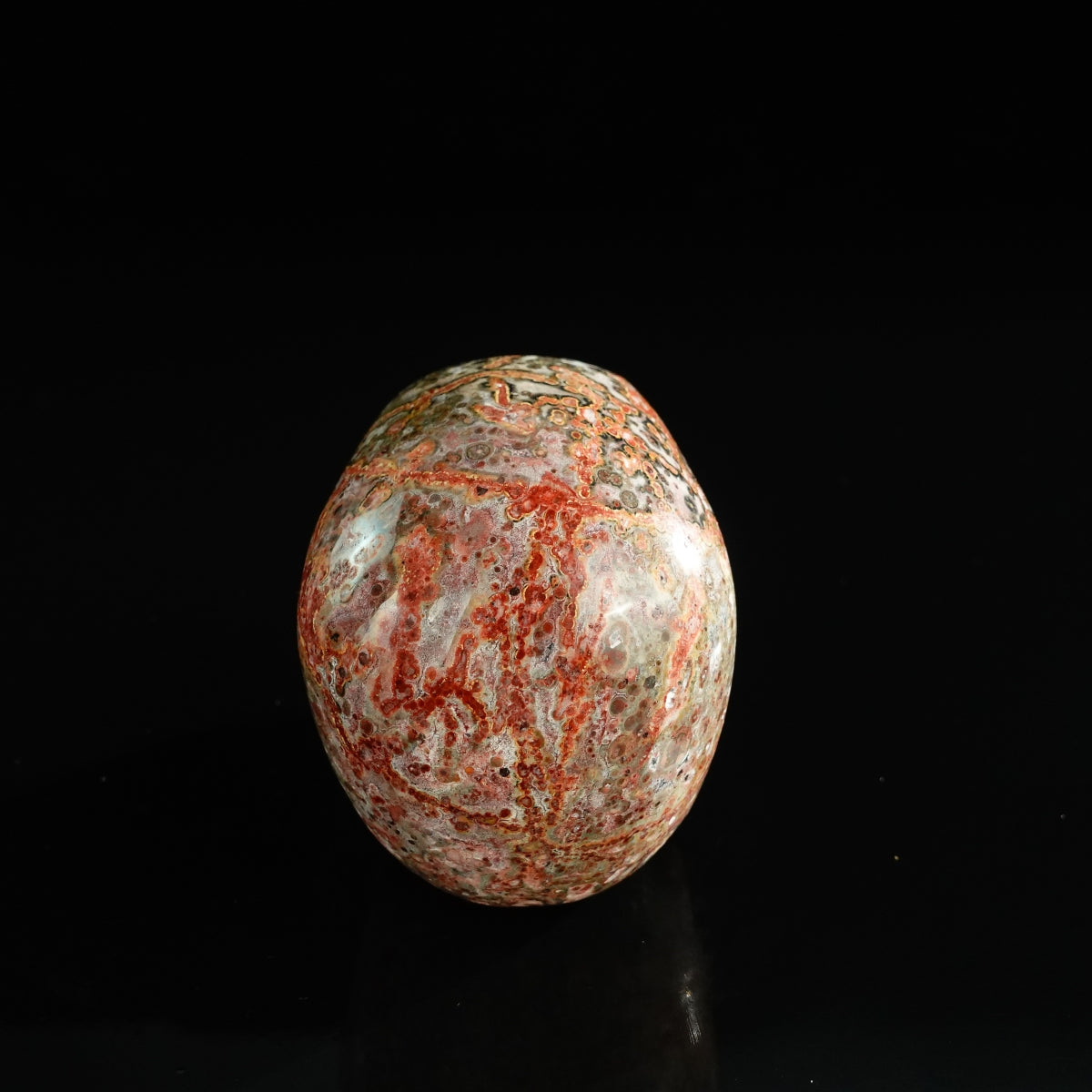 3.0" Red Leopard skin stone Crystal Skull Carving - Unique Piece #LS04