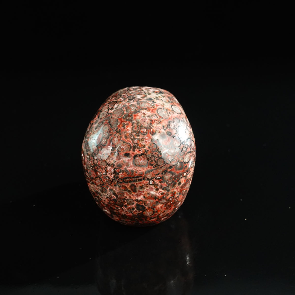3.0" Red Leopard skin stone Crystal Skull Carving - Unique Piece #LS05
