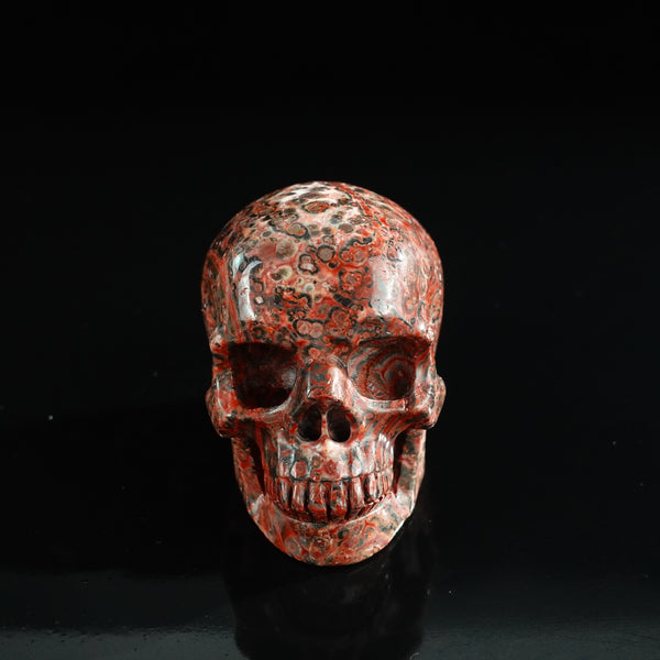 3.0" Red Leopard skin stone Crystal Skull Carving - Unique Piece #LS06