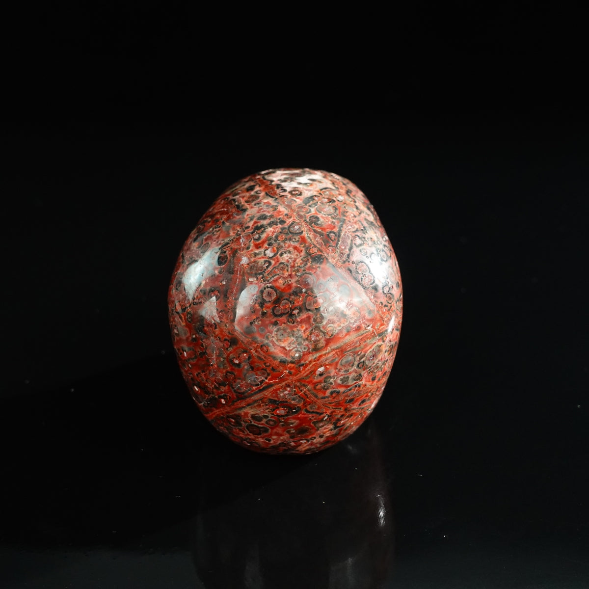 3.0" Red Leopard skin stone Crystal Skull Carving - Unique Piece #LS06