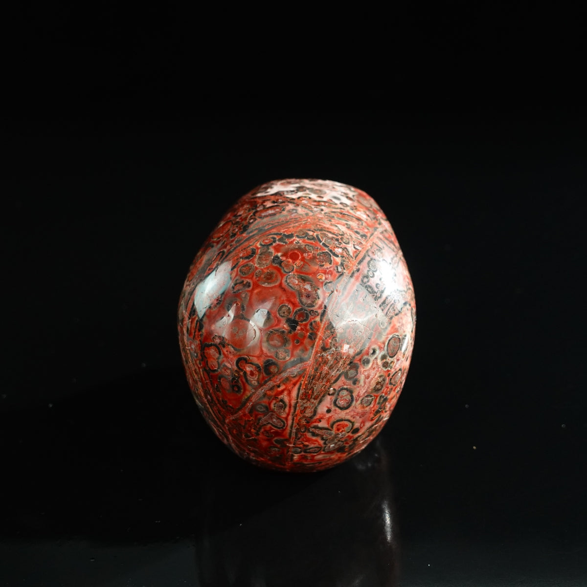 3.0" Red Leopard skin stone Crystal Skull Carving - Unique Piece #LS07