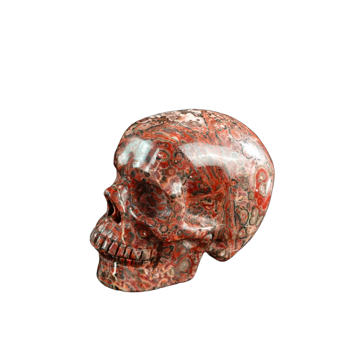 3.0" Red Leopard skin stone Crystal Skull Carving - Hand Carved Decor