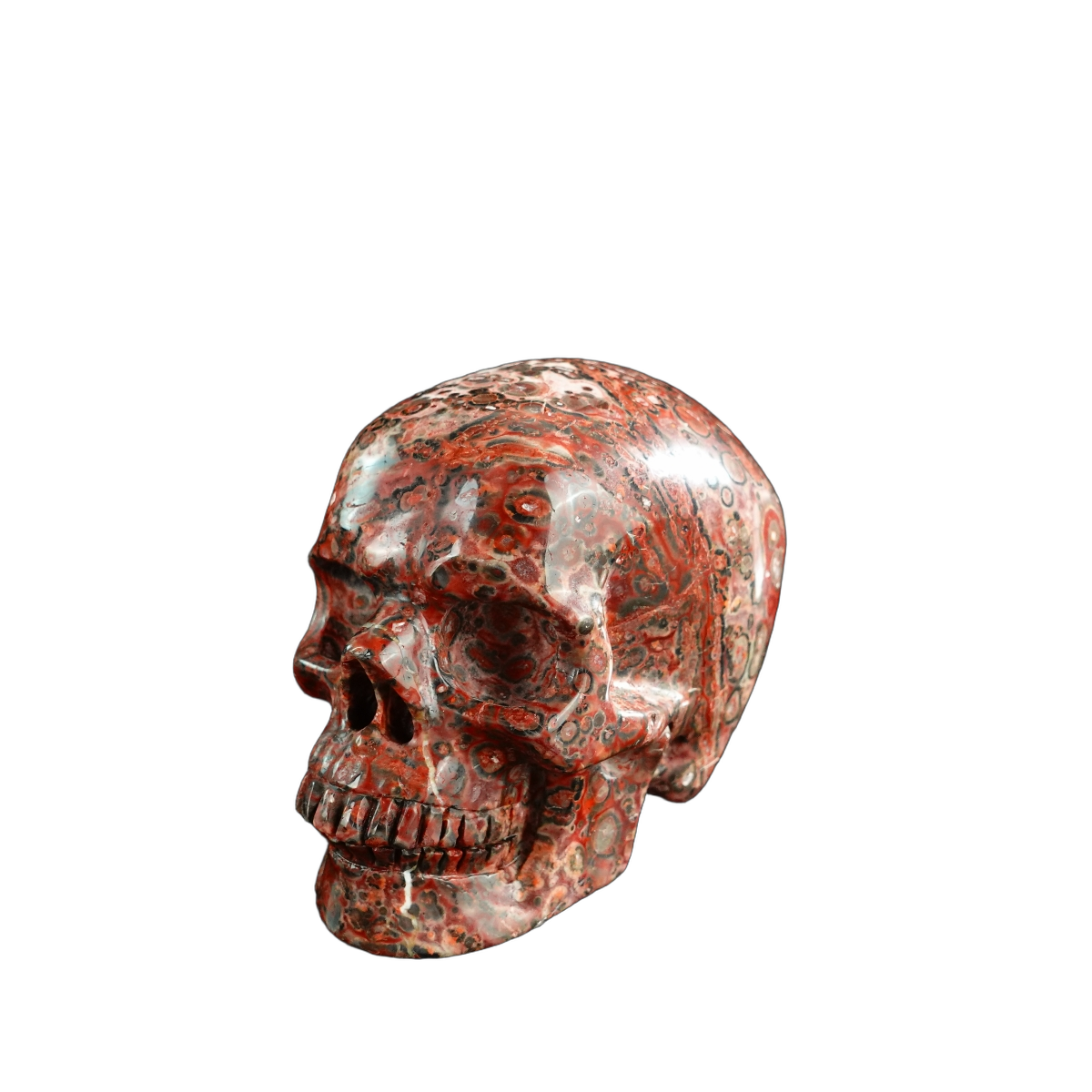 3.0" Red Leopard skin stone Crystal Skull Carving - Hand Carved Decor