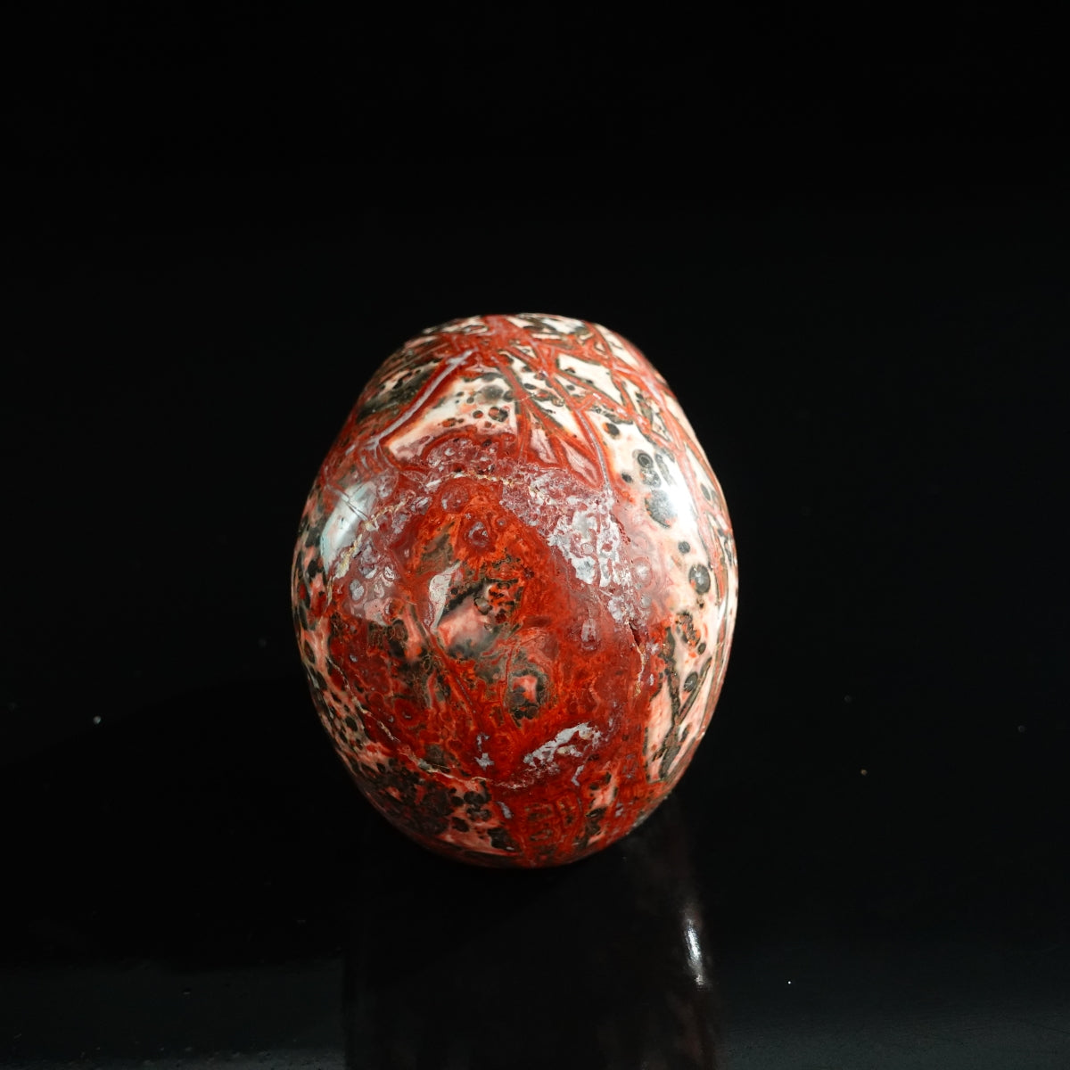 3.0" Red Leopard skin stone Crystal Skull Carving - Unique Piece #LS08