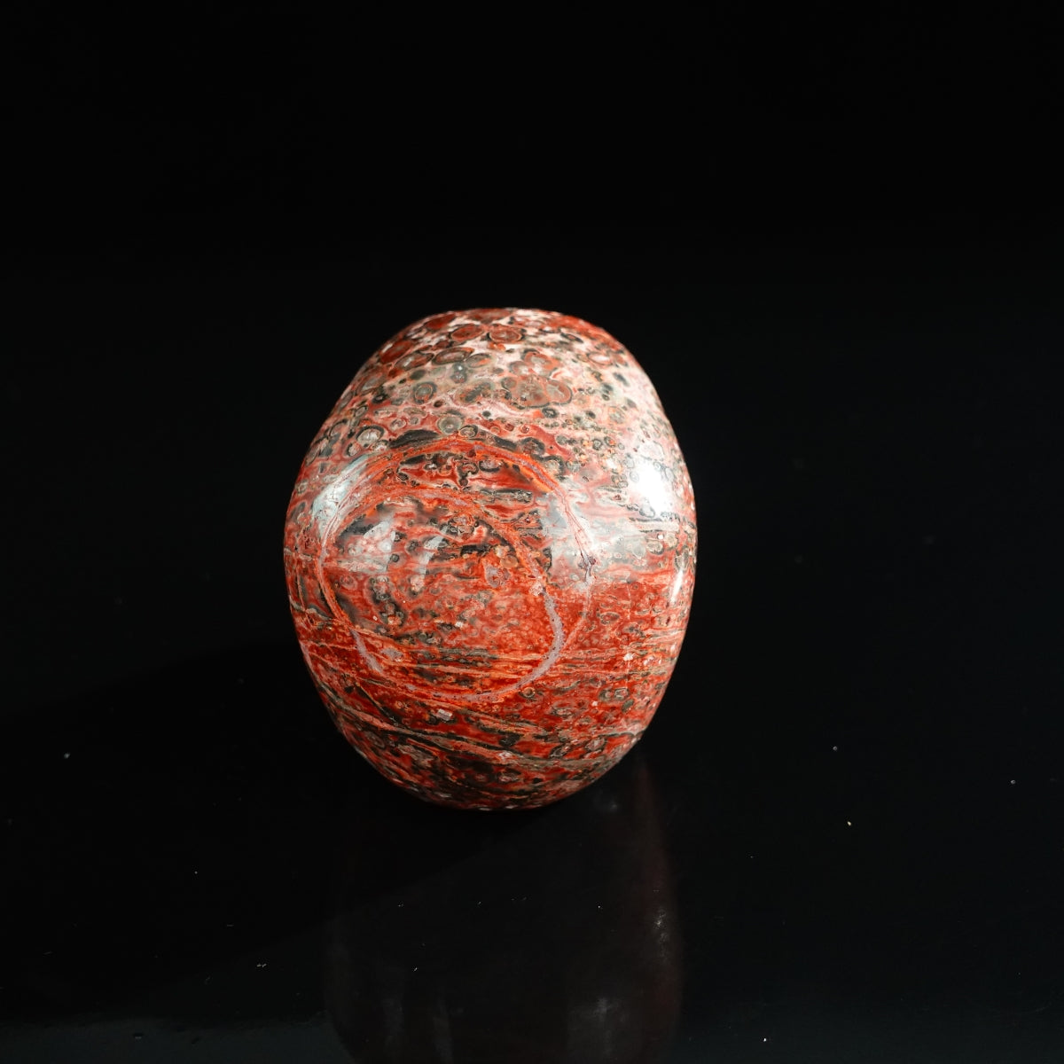 3.0" Red Leopard skin stone Crystal Skull Carving - Unique Piece #LS09