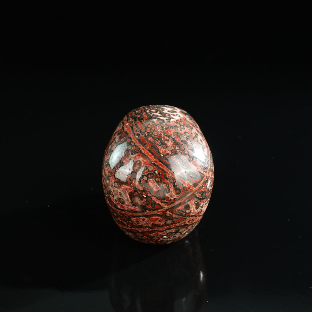 3.0" Red Leopard skin stone Crystal Skull Carving - Unique Piece #LS10