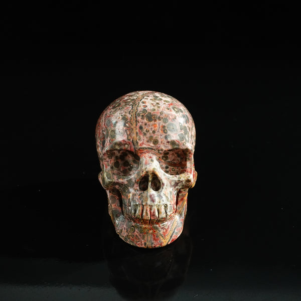 3.0" Red Leopard skin stone Crystal Skull Carving - Unique Piece #LS11