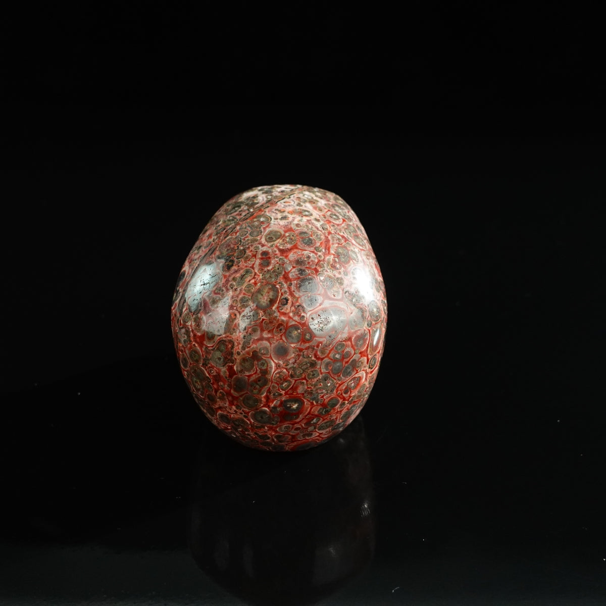 3.0" Red Leopard skin stone Crystal Skull Carving - Unique Piece #LS11
