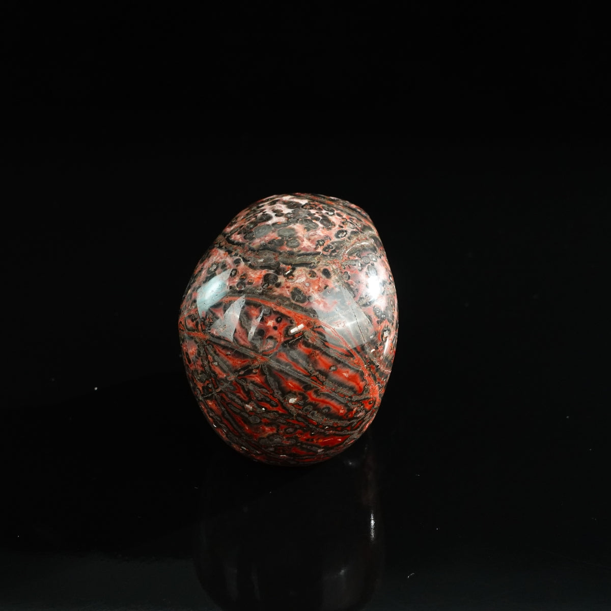 3.0" Red Leopard skin stone Crystal Skull Carving - Unique Piece #LS12