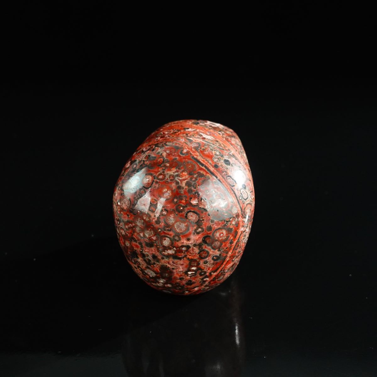 3.0" Red Leopard skin stone Crystal Skull Carving - Unique Piece #LS13