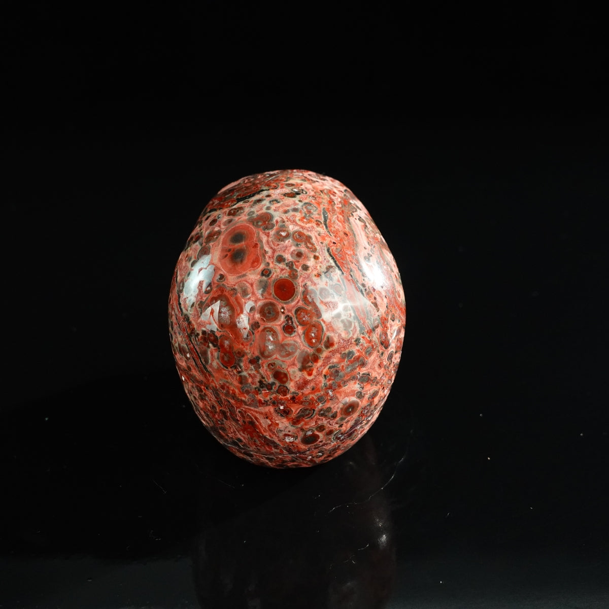 3.0" Red Leopard skin stone Crystal Skull Carving - Unique Piece #LS15