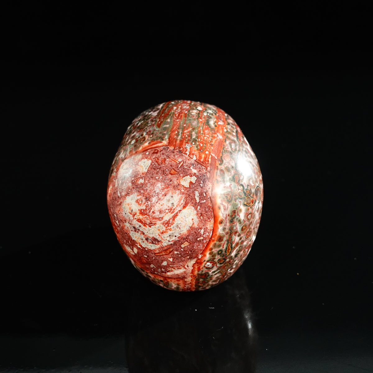 3.0" Red Leopard skin stone Crystal Skull Carving - Unique Piece #LS17