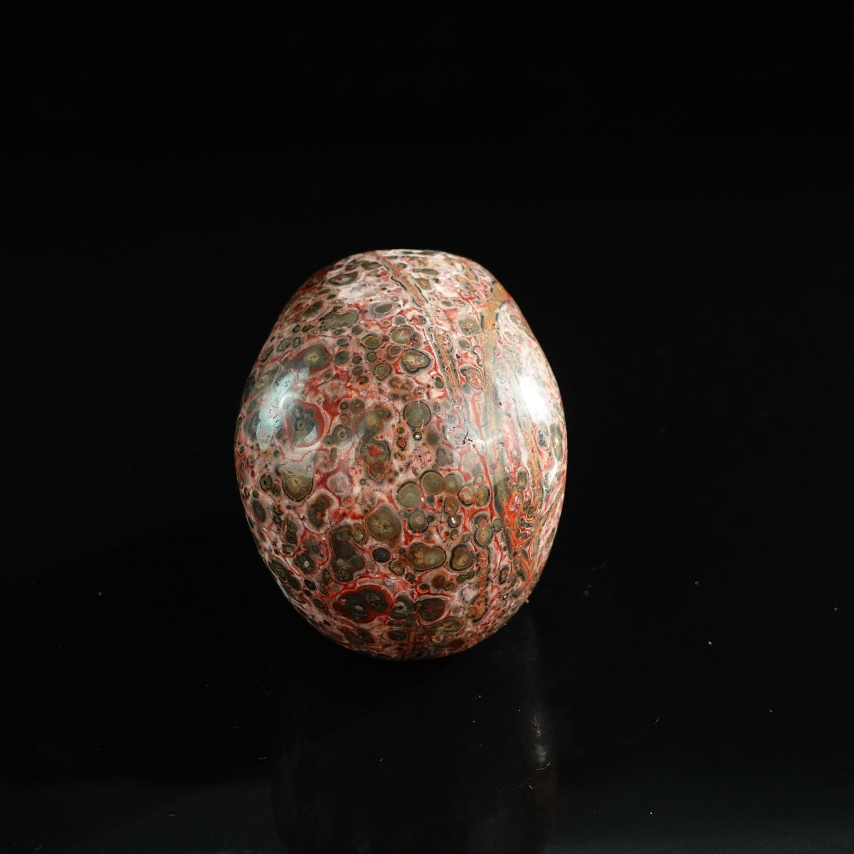 3.0" Red Leopard skin stone Crystal Skull Carving - Unique Piece #LS18