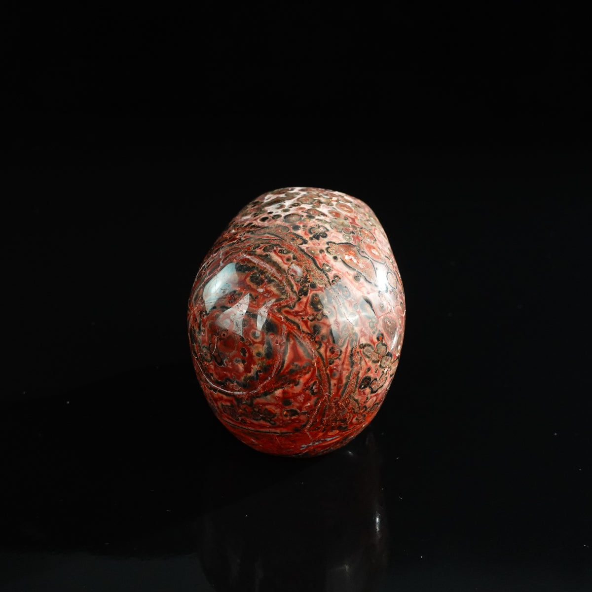 3.0" Red Leopard skin stone Crystal Skull Carving - Unique Piece #LS19
