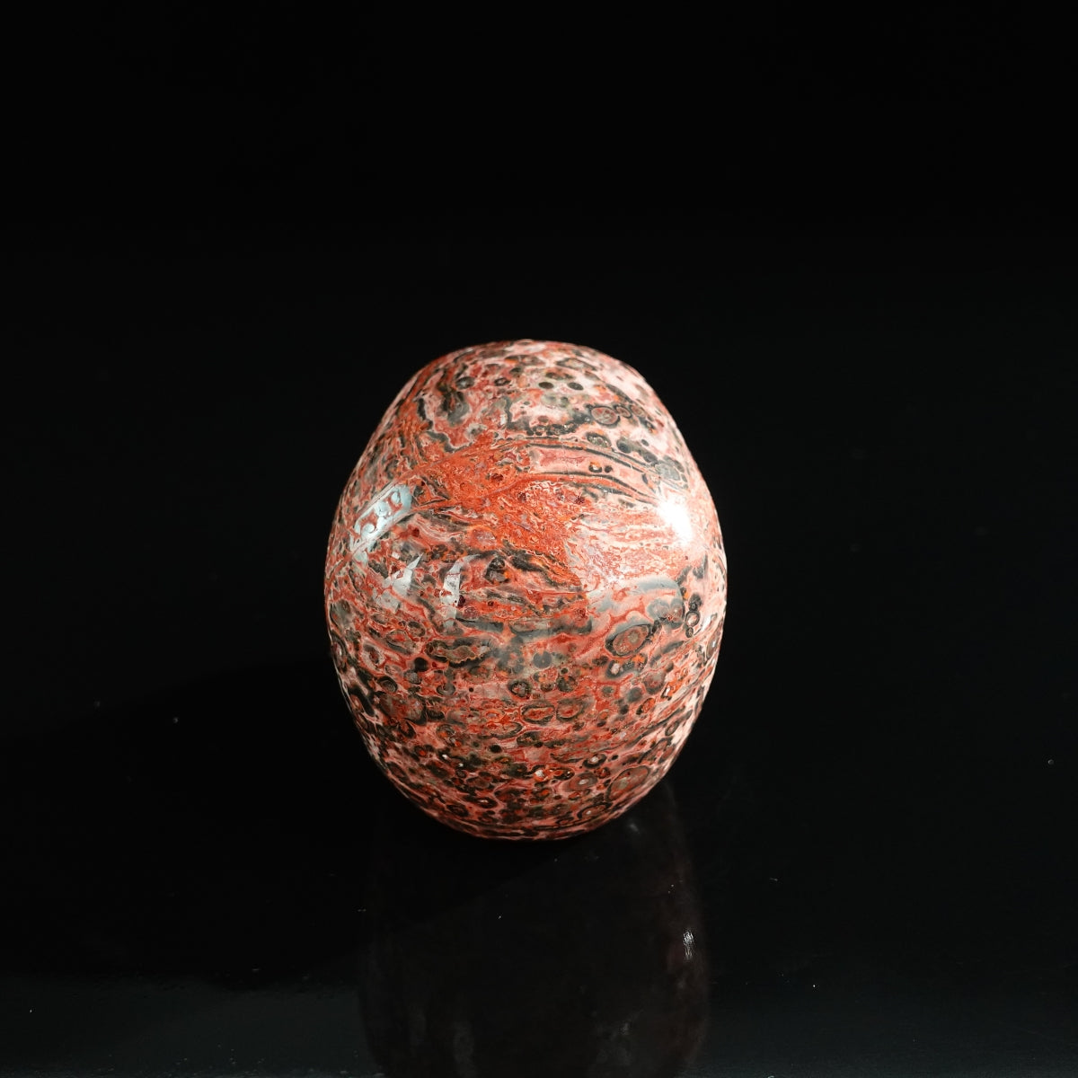 3.0" Red Leopard skin stone Crystal Skull Carving - Unique Piece #LS20