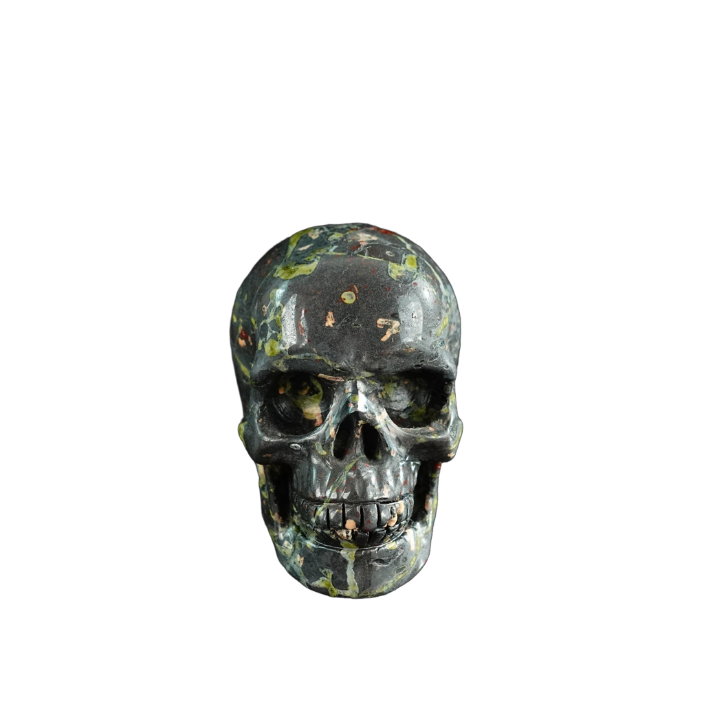 3.0" Plum Blossom Jade Crystal Skull Carving - Hand Carved Decor