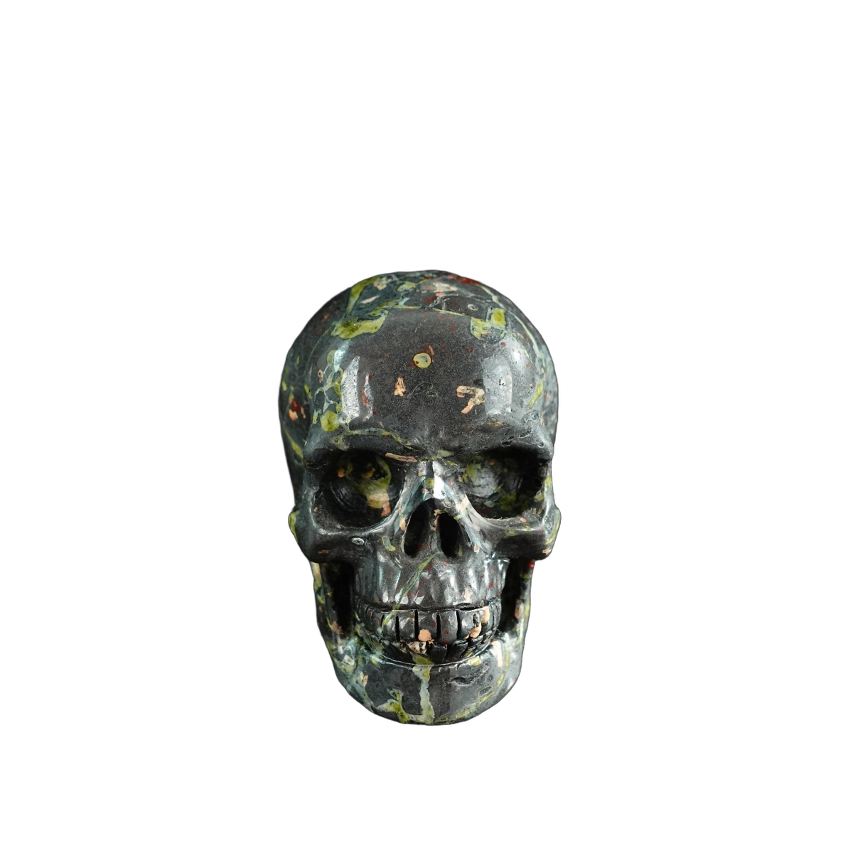 3.0" Plum Blossom Jade Crystal Skull Carving - Hand Carved Decor