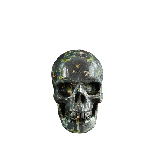 3.0" Plum Blossom Jade Crystal Skull Carving - Hand Carved Decor