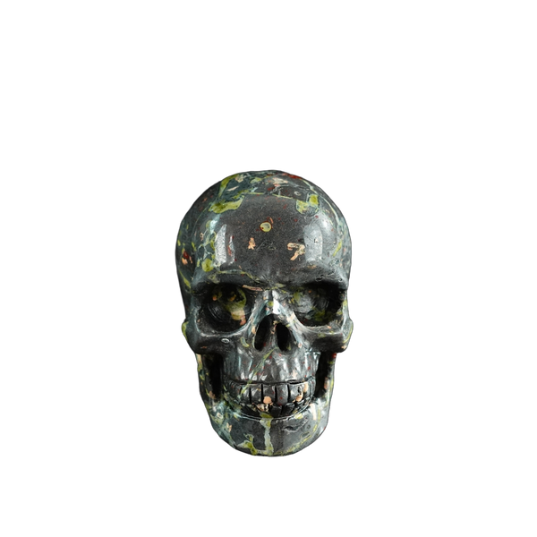 3.0" Plum Blossom Jade Crystal Skull Carving - Hand Carved Decor