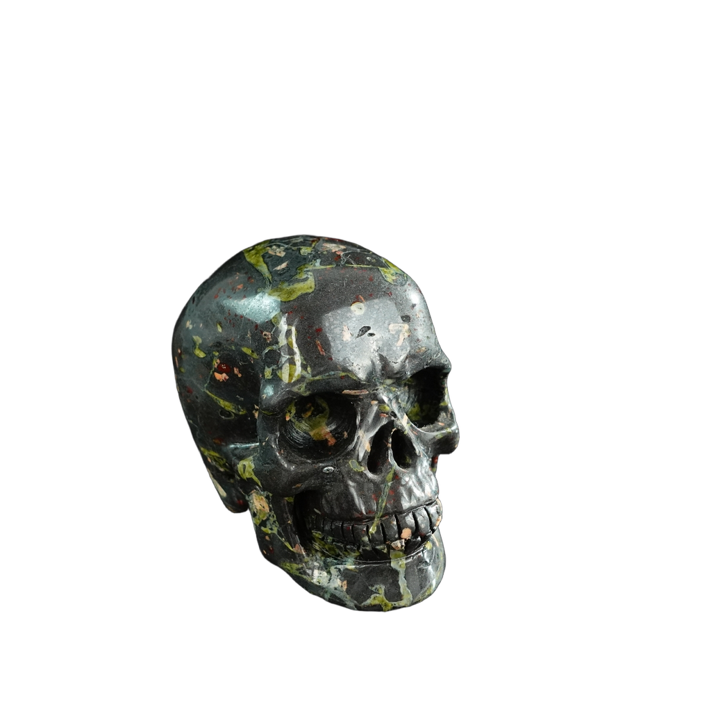 3.0" Plum Blossom Jade Crystal Skull Carving - Hand Carved Decor