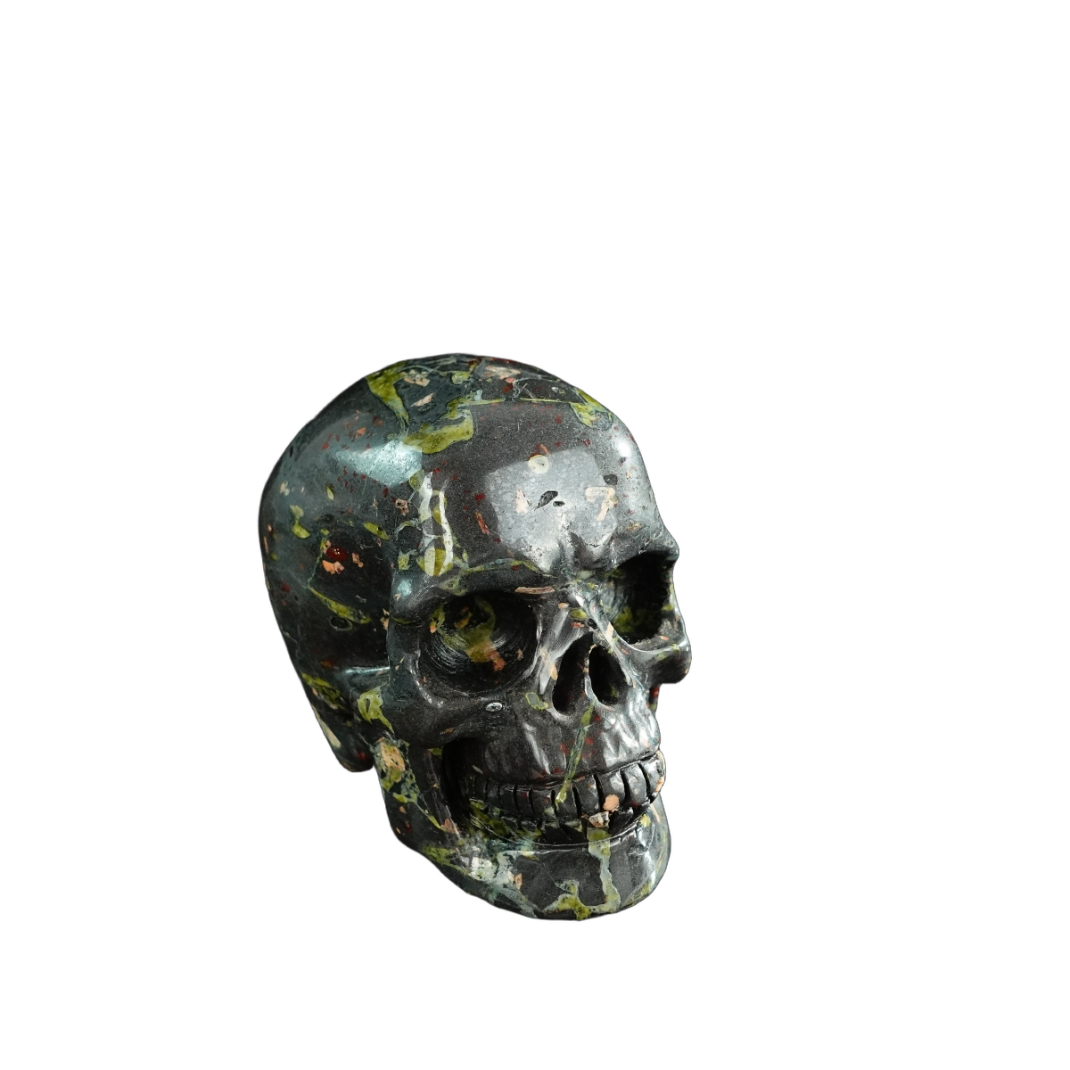 3.0" Plum Blossom Jade Crystal Skull Carving - Hand Carved Decor