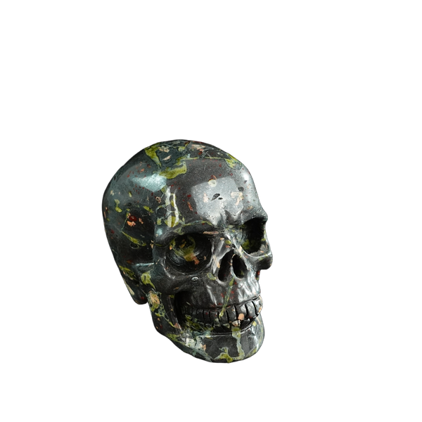 3.0" Plum Blossom Jade Crystal Skull Carving - Hand Carved Decor - alternate view