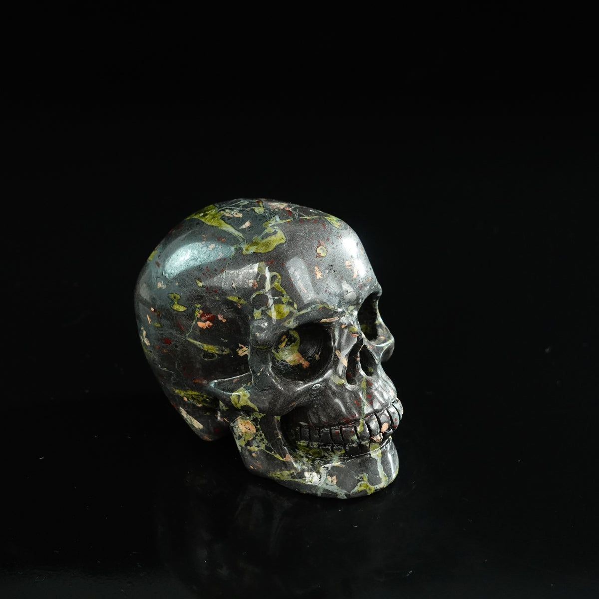 3.0" Plum Blossom Jade Crystal Skull Carving - Unique Piece #PB01